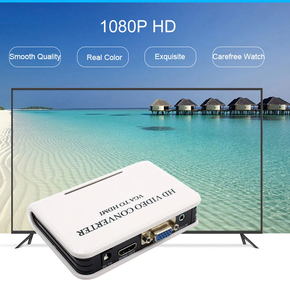 Аудио VGA к HDMI 1080 P Full HD HDTV Видео коробка адаптера конвертера для ноутбука ПК компьютера/HDTV/ноутбука в аудио видео кабель