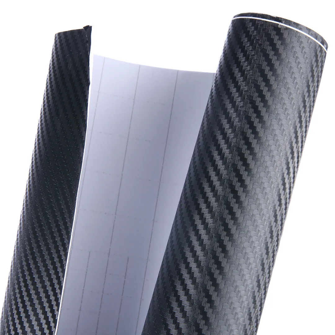 3D de alta brillante de fibra de carbono vinilo de la etiqueta engomada impermeable coche-estilo de etiqueta de la película de liberación de aire para coche Exterior Interior partes