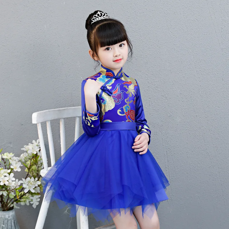 Buy Children Princess Guzheng Dress Chinese New Year Costume For Kids Blue