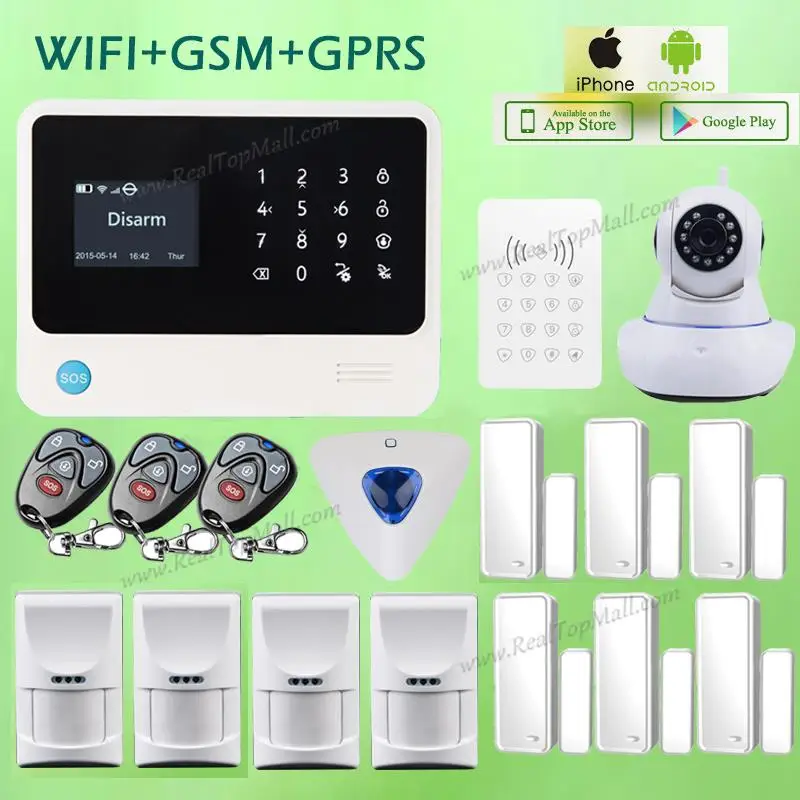 Беспроводная домашняя охранная сигнализация с wi fi GSM GPRS и камерой fi|Комплекты для