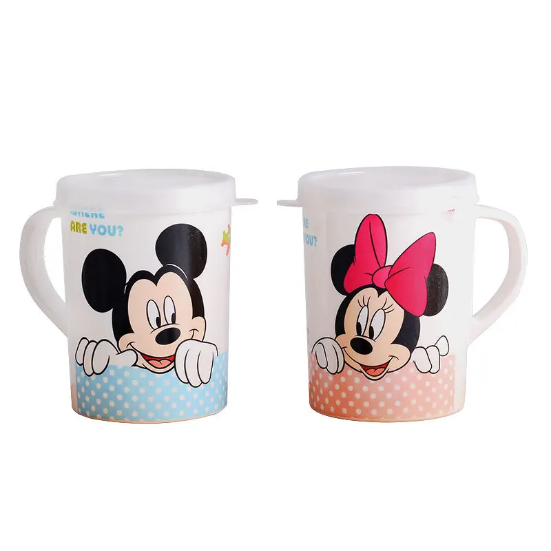  Disney 200ML Cartoon Mickey Minnie Straw cup With lid boys girls kindergarten Bottle Single ear cup - 32990619853