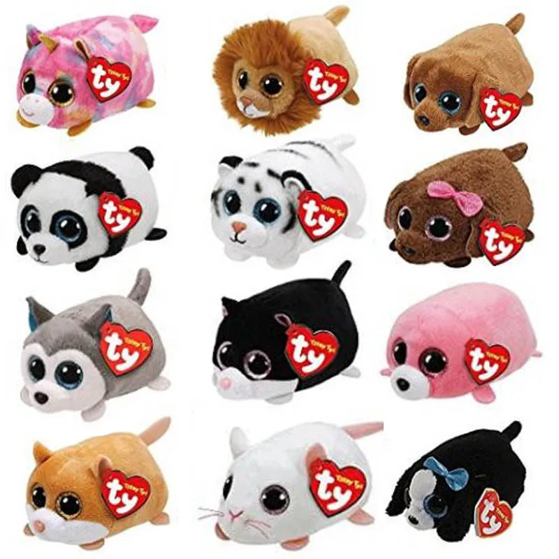 10CM Mini teeny tys Ty Plush Toys Beanie Boos Big Eyes fox unicorn Pocket TSUM Candy pig Stuffed Doll Pink Owl TY Baby Kids Gift