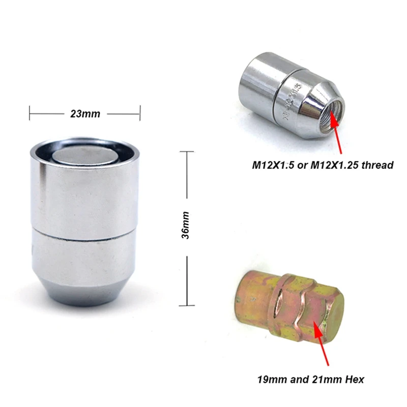 Противоугонные 4 гайки+ 4 крышки+ 2 ключа M12X1.5 M12X1.25 закрытые гайки для автомобильных колес стопорные гайки