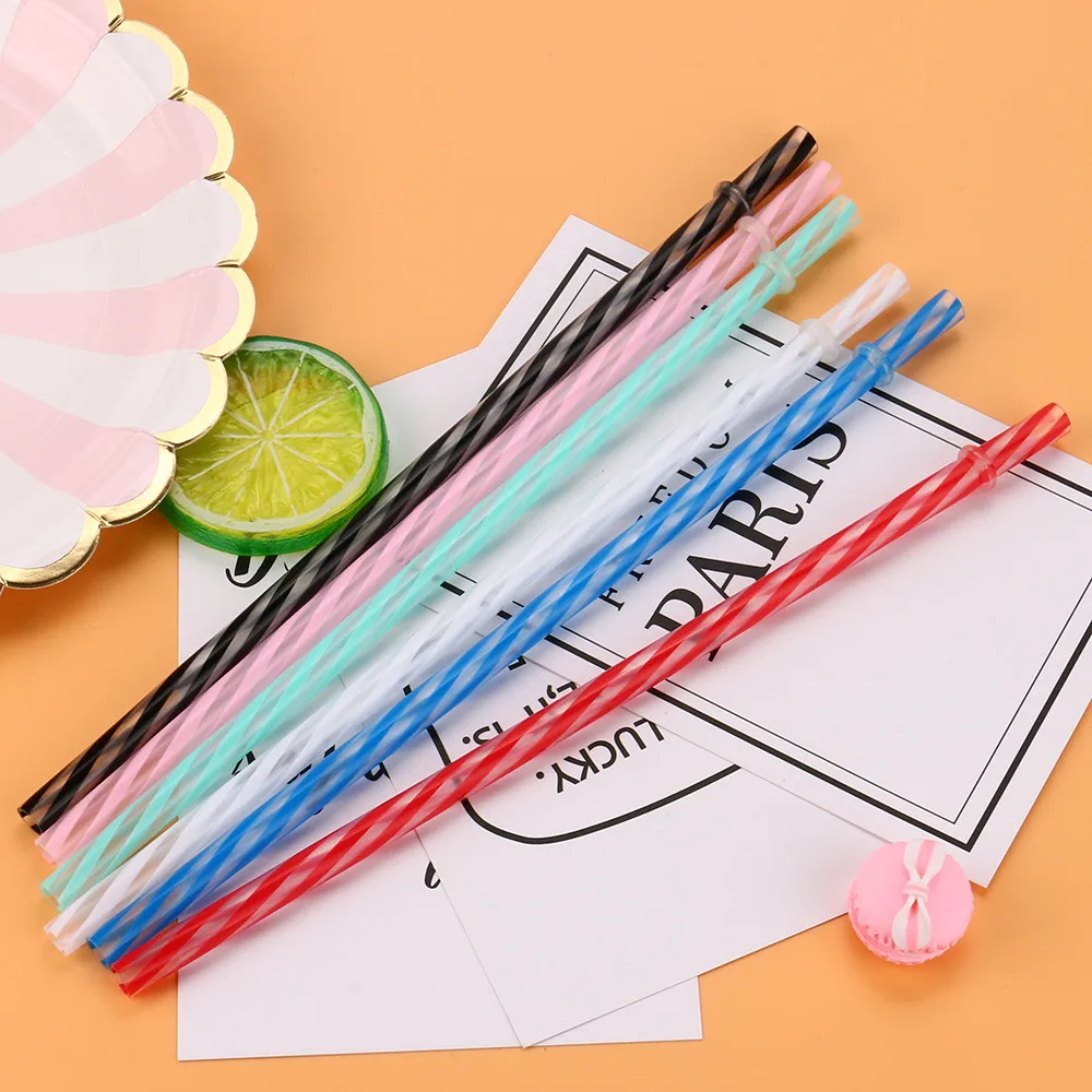 10pcs Colorful Reusable Hard Plastic Stripe Drinking Straws Party Decoration Straw For Home Use High Quality New | Дом и сад