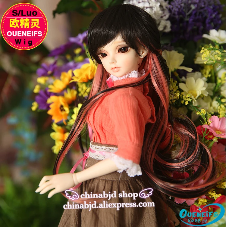 Парик для куклы BJD,, парик 7-8 дюймов, 1/4, высокотемпературный парик для девочек, длинные разноцветные волосы для красоты и здоровья с челкой