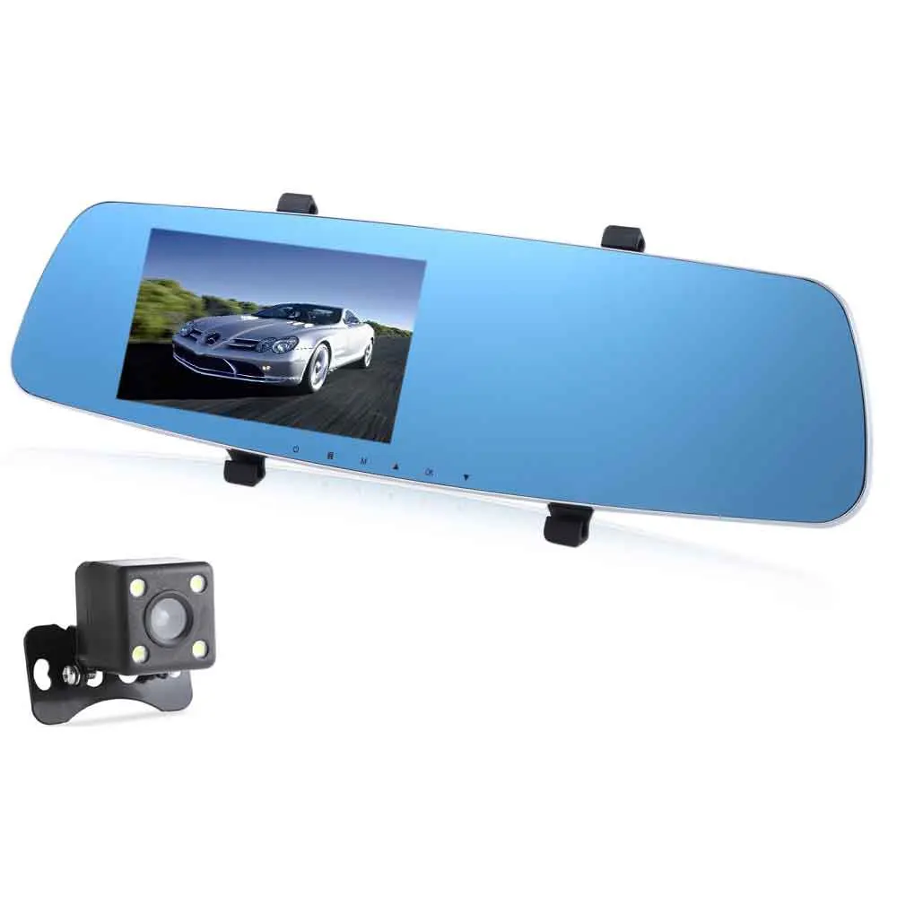 Car DVR 5 Inch Full HD 1080P Rear view Mirror Dual Lens Vehicle