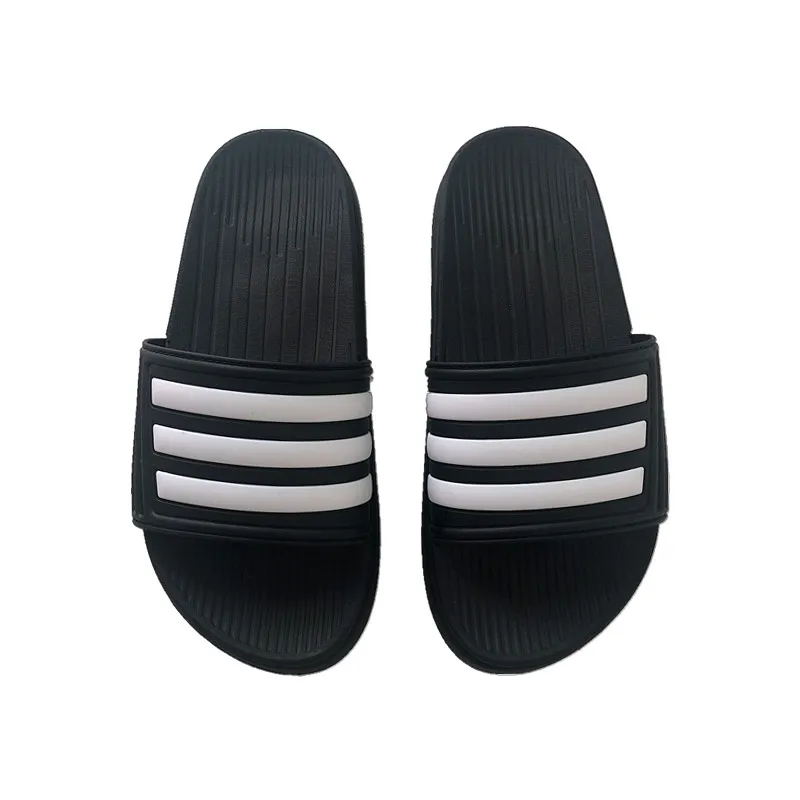 black and white striped slippers