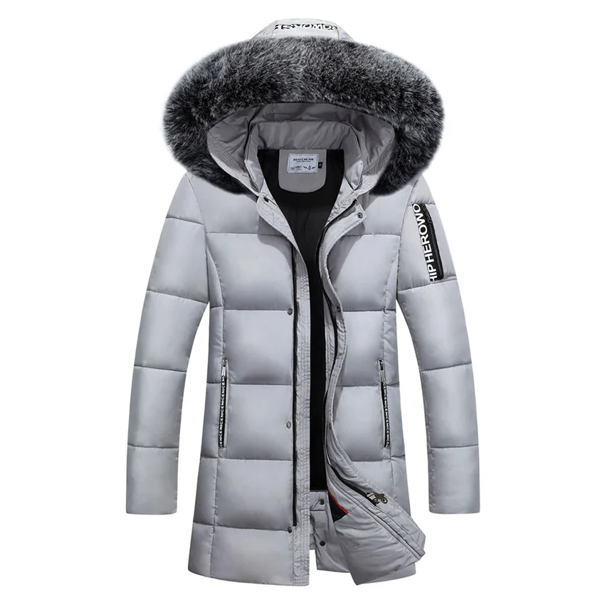 Free Shipping 2018 Winter Duck Down Jacket Men Long Slim Coat Big Fur Collar Coat Long Youth Winter Outwear Jacket D130