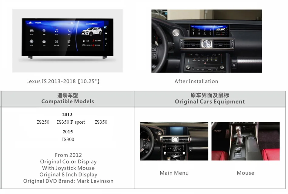 Best Android car radio gps  for LEXUS IS 2013-2018 with 12.25inch screen 1280*480 resolution  2G RAM 8 cores IS250 IS300 IS350 2