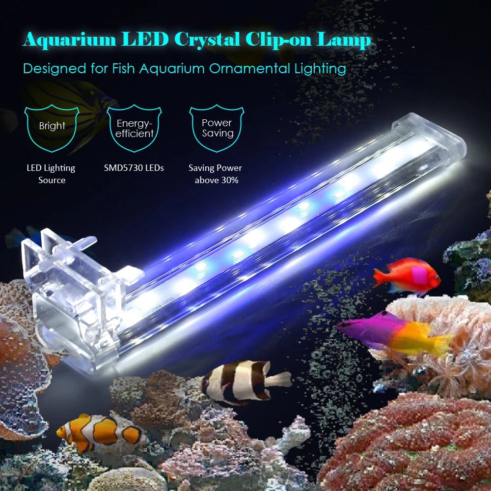 8 28cm Aquarium LED Clamp Clip on Lamp High Light LED Bar SMD5730 Fish