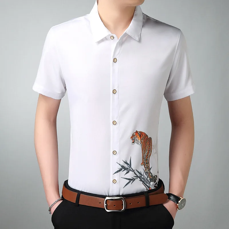 Men's Shirt short Sleeves smart casual shirt have pocket For Men 19993