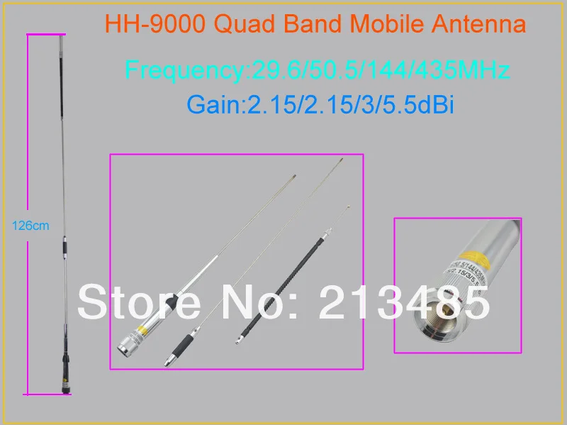 Quad Band 29.6/50.5/144/435 мГц, усиления 2.15/2.15/3/5.5dbi Мобильный/автомобиля Радио/Радио станции Телевизионные антенны