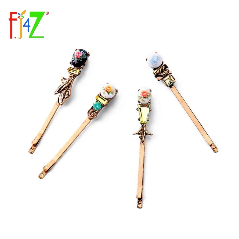 

2017 Vintage Fashion Chinese Styled Printing Faux Stone 4Pieces/set Hair Pins Jewelry for Women pinzas de pelo