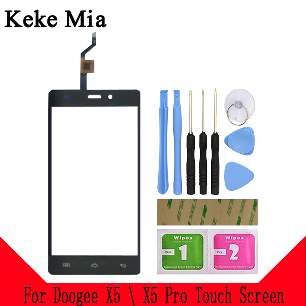 Keke Миа 5,0 Для Doogee X5 сенсорный экран дигитайзер для Doogee X5 Pro Сенсорная панель Сенсорный экран сенсор Переднее стекло клейкая - Цвет: Black With Tools