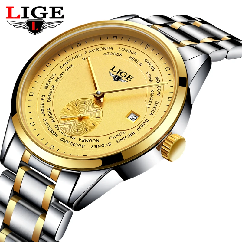 

LIGE Top Brand Luxury Men's Sports Watches Men Waterproof mechanical Watch Man Full Steel Military Automatic Wrist watch Relojes
