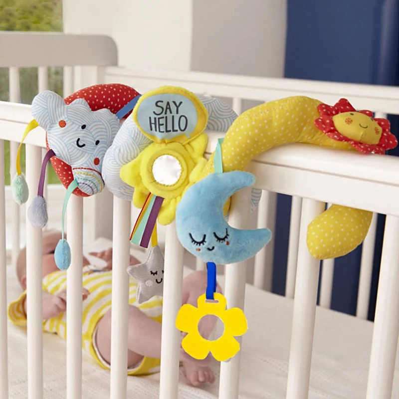 

Infant Baby Bed Stroller Car Seat Wrap Around Stroller Toy Moon Star Educational Hanging Pendant Bed Winding Crib Rail Toy