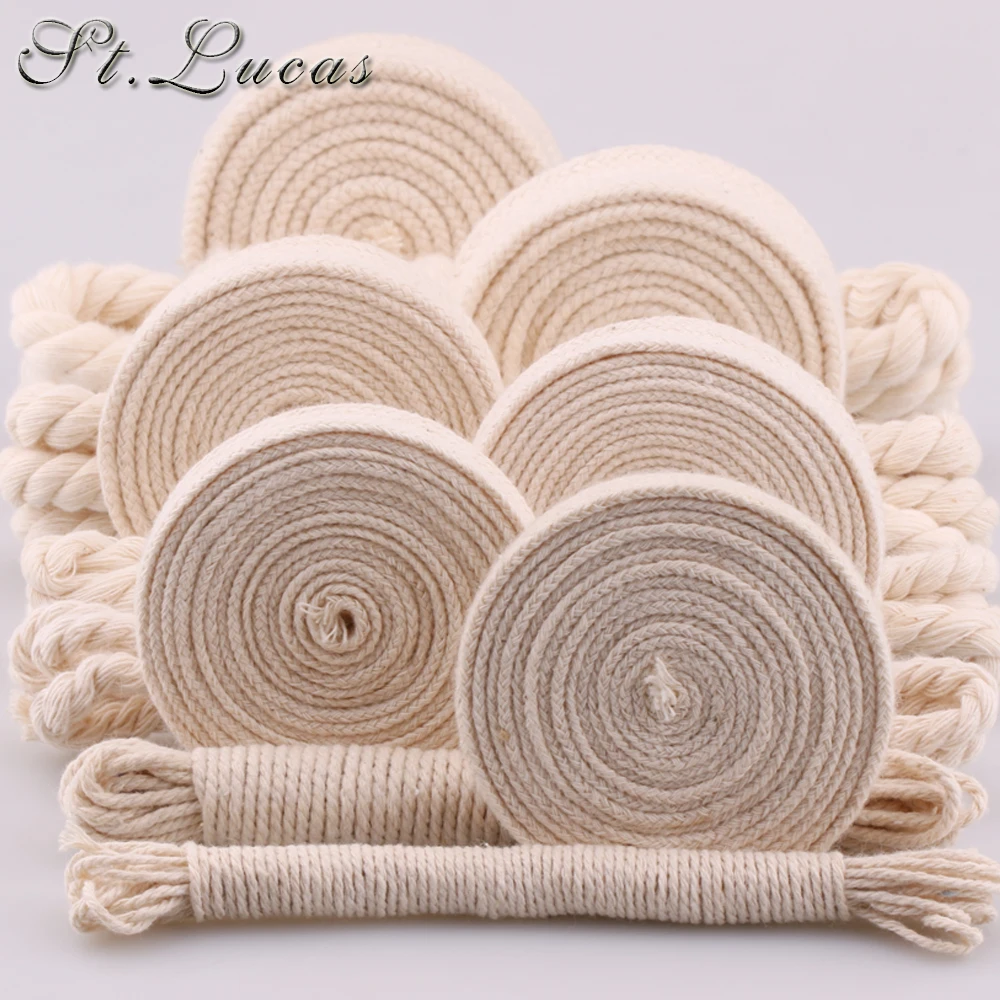 

5yd/lot high strength natural color round flat Rope 100% cotton Cords for home handmade garment accessories Craft Projects