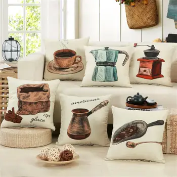 

Maiyubo Square Print Linen Cushion Cover Simplicity Kitchen Tool Pillow Cover Sofa Pillow Case Modern Life Home Car Decor PC278
