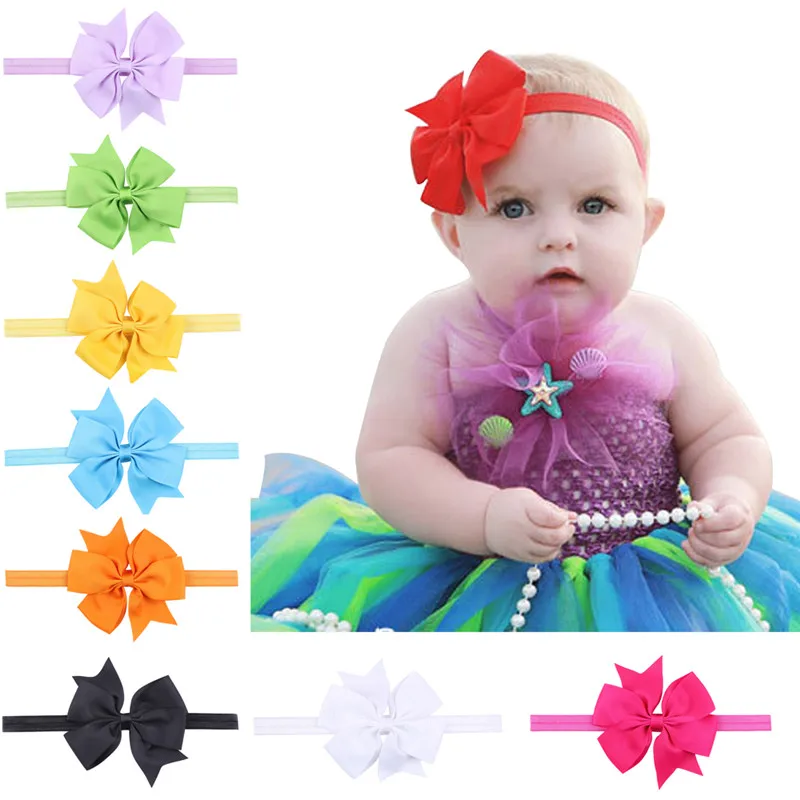 100PCS/LOT Solid Elastic Bands Handmade Creative Design Hair Bow Best Party Dress Up Headbands for Kids Girl DIY Headwear 2017 |