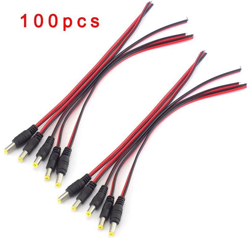 Conector dc Macho 5.5 Peças Conectores dc dc com Conector de Cabo Adaptador de Fonte de Alimentação de 26cm 2.1 x mm para Tira de Luz Led Cctv Câmera