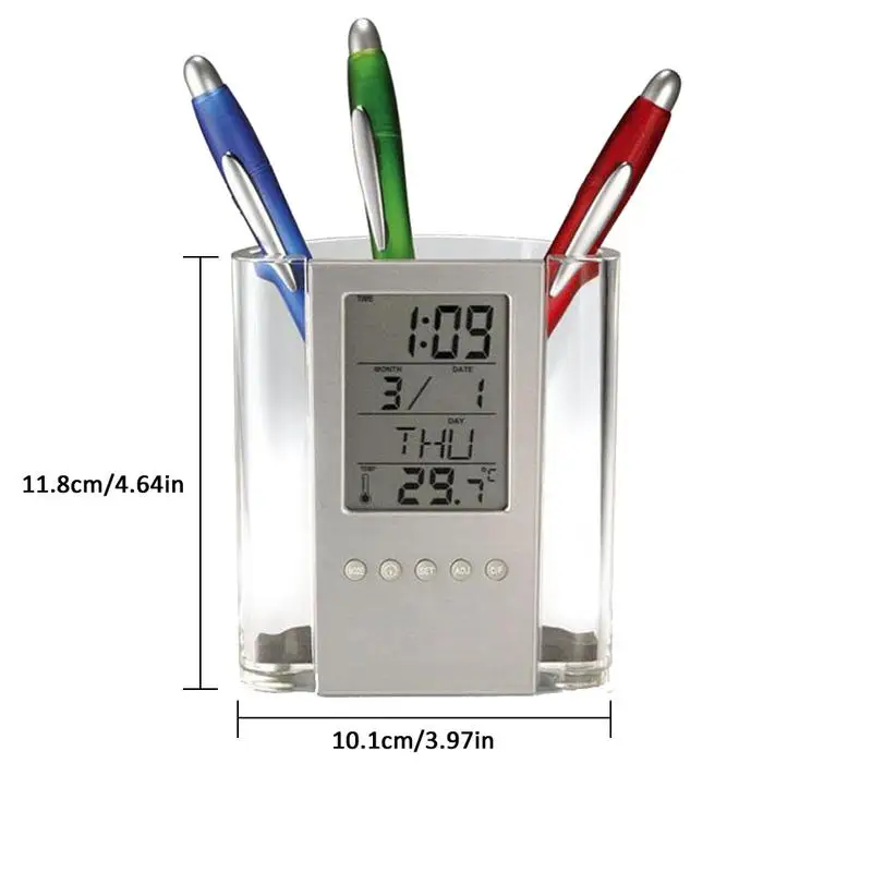 Креативная прозрачная электронная подставка для ручек с календарем, ручка, контейнер для хранения, школьные принадлежности, Офисные аксессуары - Цвет: transparent