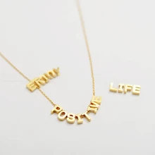 Золотое заказное ожерелье с подвеской в прописном футляре, персонализированное ожерелье с первоначальным именем для женщин, подружки невесты, подарок Erkek Kolye