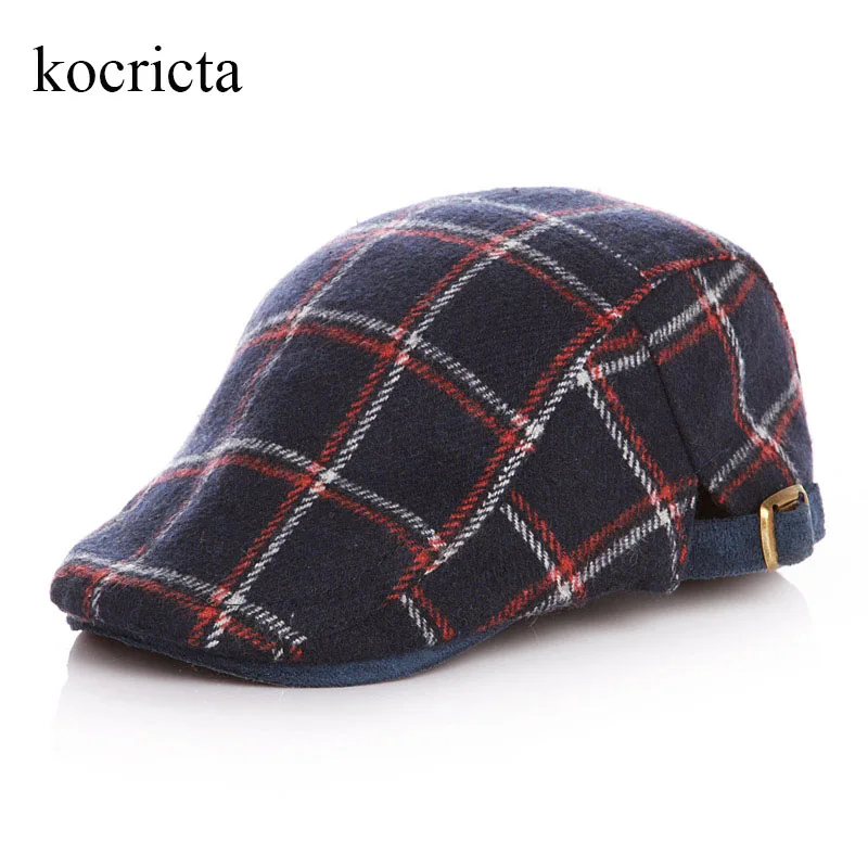 

Toddler Children Winter Autumn Plaid Woolen Beret Hats for Kids Baby Boys Spring Cute Flat Cap 2-5Y