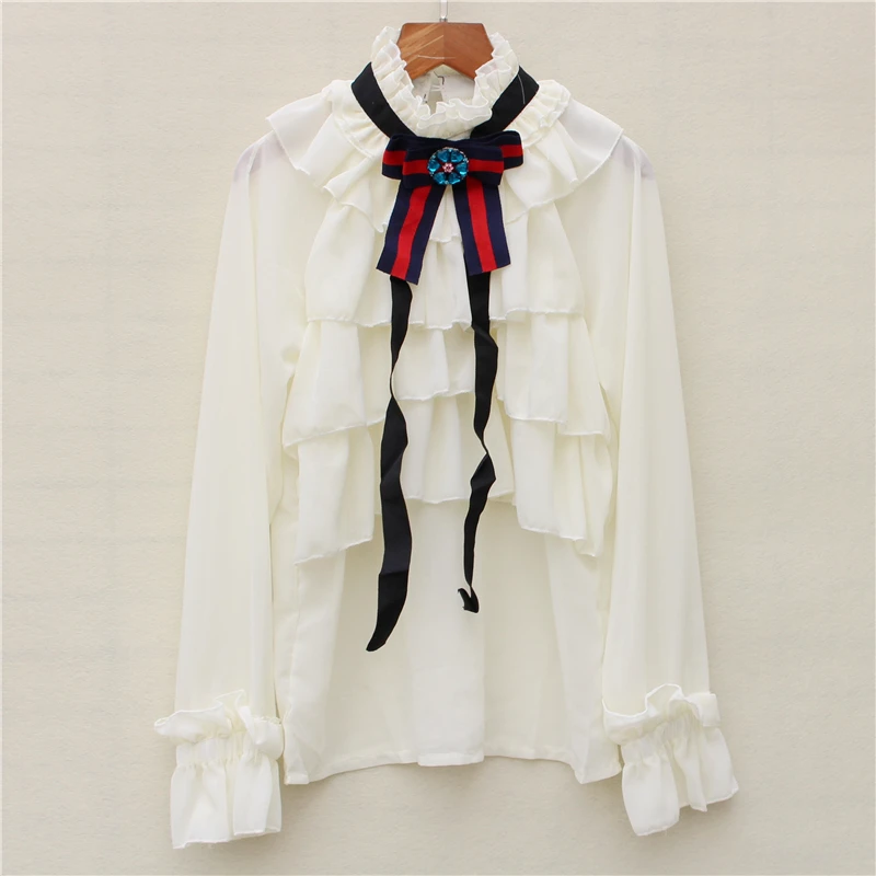 

2018 Autumn Summer Fashion Women Office Lady Blouses High Quality Runway Designer Long Sleeve Bow Ruffles Tops Shirts Blusas