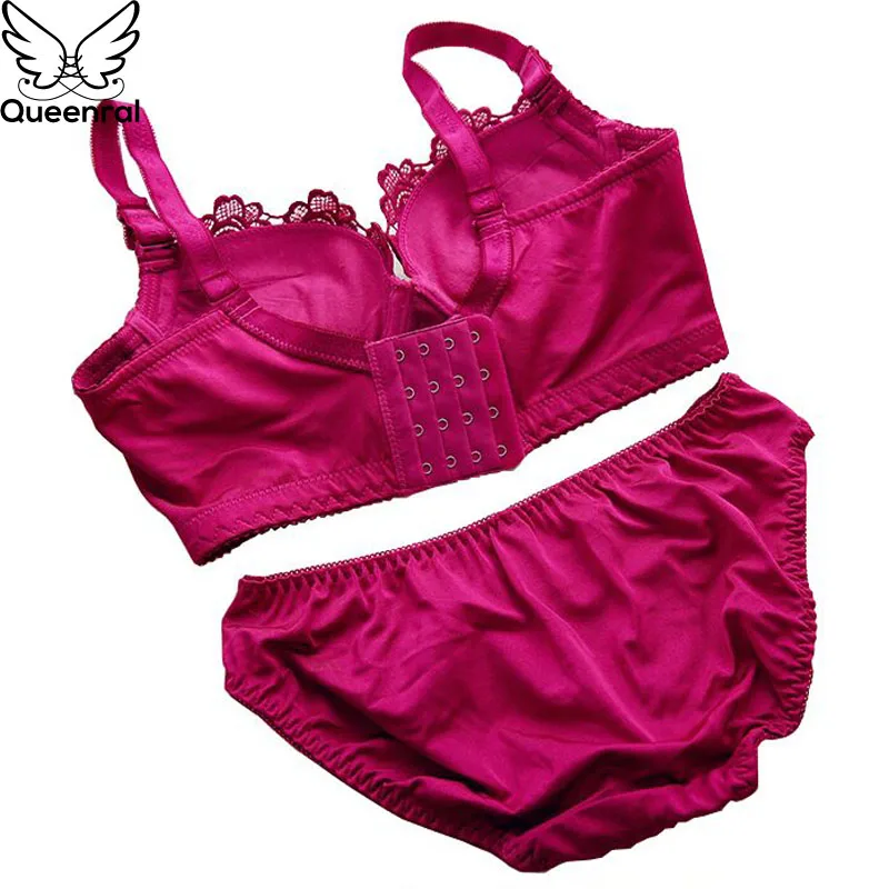 Queenral Бюстгальтер Push Up для Для женщин нижнее белье кружева вышивка Bralette комплект