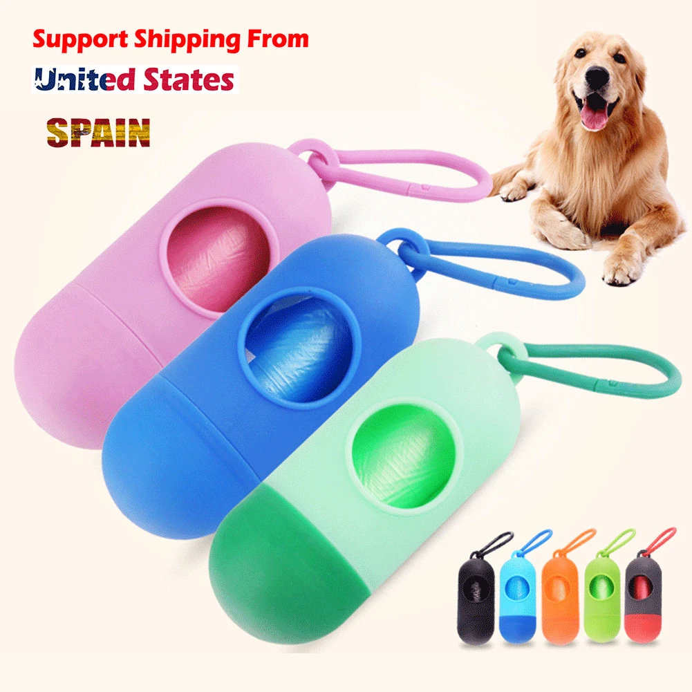 

Pill /Bone 8 color Pet Dog Poop Bag Dispenser Waste Garbage Holder Dispensers + Poop Bags Set Pets Dogs Trash Cleaning Supplies