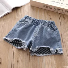 Детские джинсовые шорты для девочек штаны летняя детская джинсовая одежда Повседневное с бахромой джинсовые шорты с дырками детские шорты для девочек