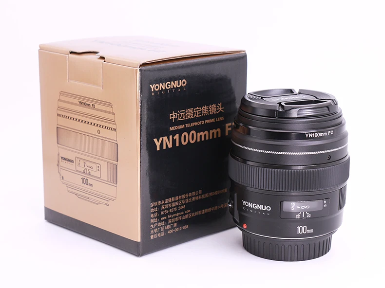 На! YONGNUO YN100mm F2 AF большой апертурой автоматической фокусировки объектива для Canon EOS DSLR камер, средний телефото премьер-100 мм F2 объектива