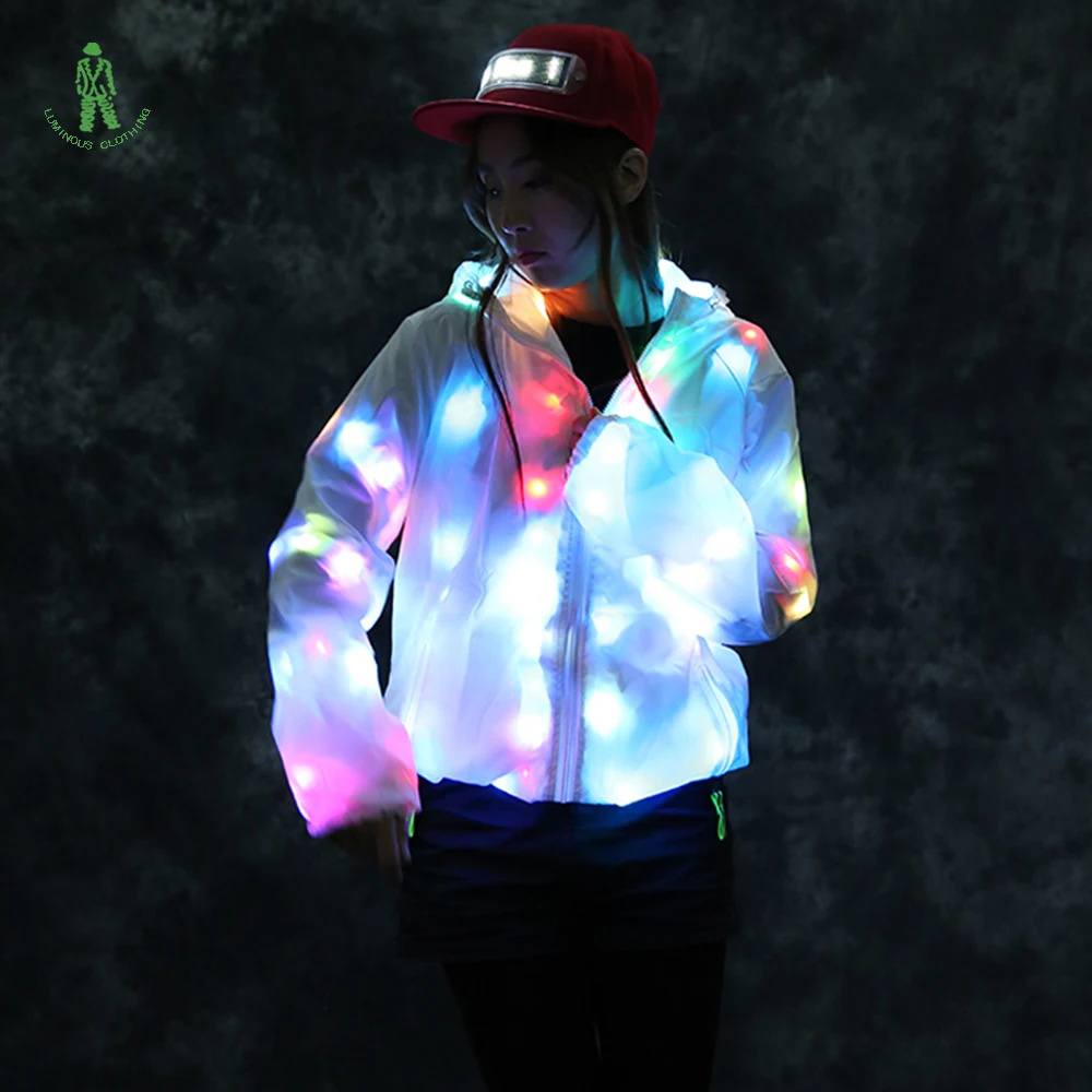 Free Shipping LED Light Jacket Luminous Costume Colorful Lighting Cloth
