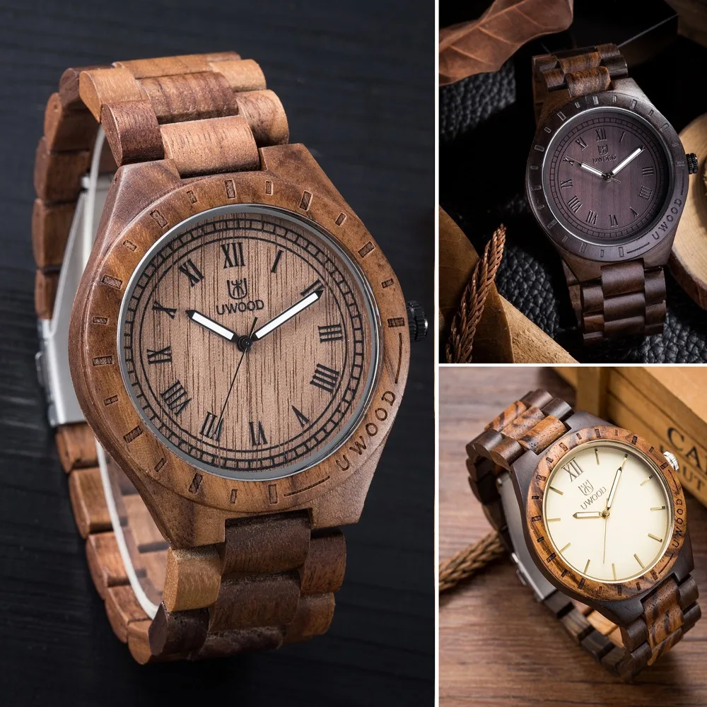 Prix Mens Montres UWOOD Marque De Luxe Quartz Casual Bambou Bois Montre Homme Montres À Quartz Montre Relogio Masculino comme Cadeaux