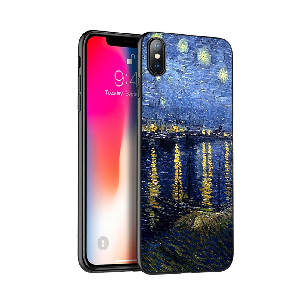 Чехол из ТПУ для iphone 5 черный силиконовый чехол 6 6s 7 8 plus x 10 XR XS 11 pro Max Van Gogh Tardis