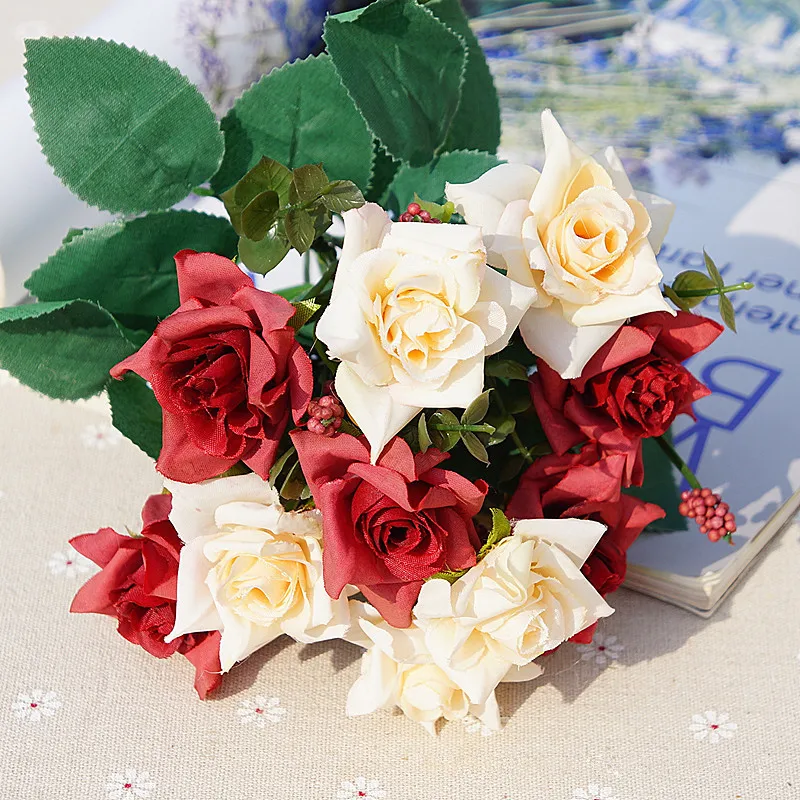 JAROWN искусственные 11 голов Маленькие розы цветок букет декоративные шелковые цветы на стол для Свадьбы вечерние украшения дома