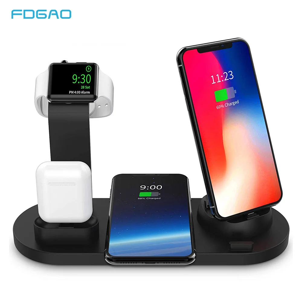 

FDGAO 3 in 1 QI Wireless Charger Charging Dock For iphone X XS MAX XR 8 Plus USB 10W Fast Charging Stand For Apple Watch Airpods