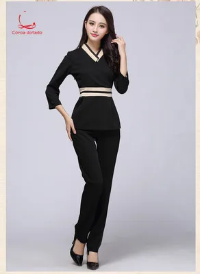 Cosmetologist work clothes spring health club beauty suit beauty salon long sleeve foot bath technician