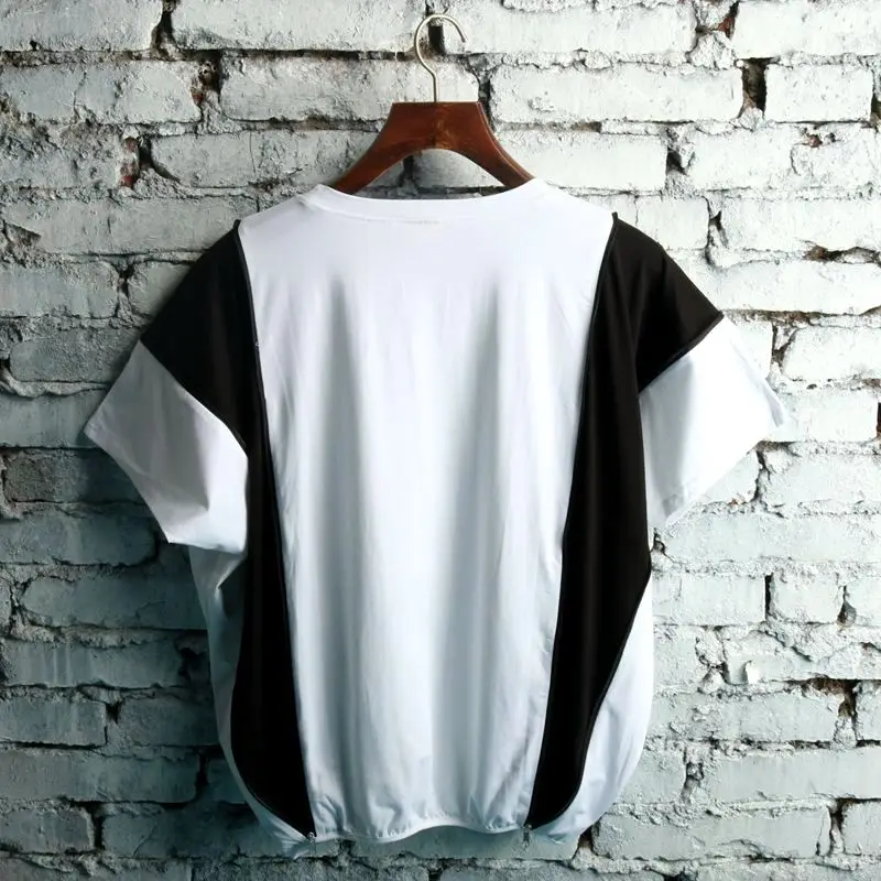 Costumes personality loose plus size batwing shirt o-neck short-sleeve T-shirt two ways zipper costume t-shirt male Costumes personality loose plus size batwing shirt o-neck short-sleeve T-shirt two ways zipper costume t-shirt male