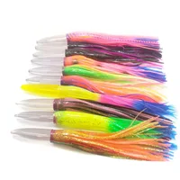 10 pcs Random mixed color pointed head skirt Trolling Fishing Lures Skirted Big Game Marlin Tuna lure Free shipping 80G/ 12 Inch