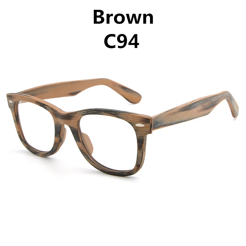 HDCRAFTER очки в оправе ретро деревянные простые очки для близорукости с прозрачными линзами деревянные квадратные оправы для очков - Цвет оправы: BrownC94