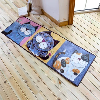 

Korean Cartoon Cat Series Carpet Lovely Animal Pattern Kitchen Runner Rug Non-Slip Living Room Bedroom Toilet Doormat