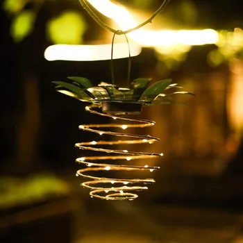 

25 LED Garden Solar Lights Pineapple Solar Path Light Waterproof Hanging Fairy Lights Iron Wire Art Pineapple Lamp Warm White