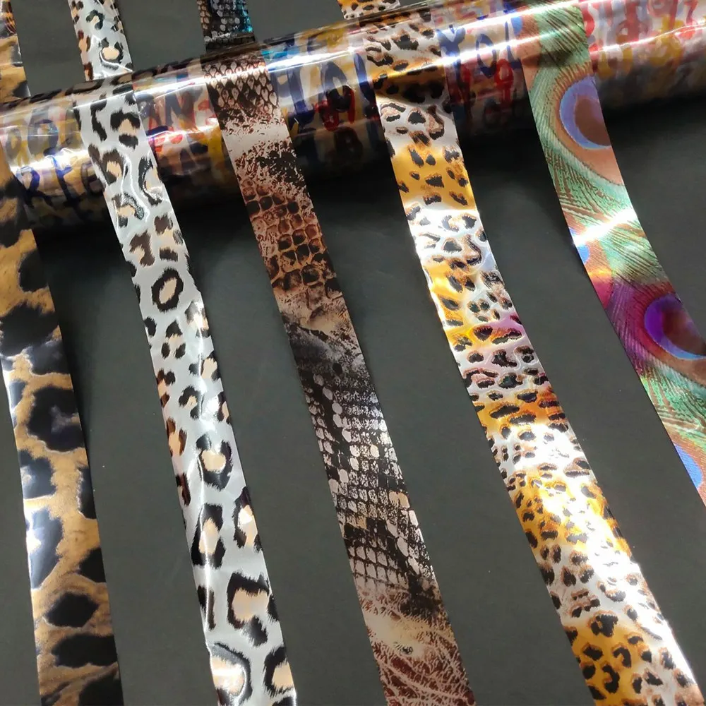 

Leopard print Nail Foil Snake Skin Pattern Starry Sky Transfer Foil Stickers Colorful Feather shell Nail Art Transfer Paper