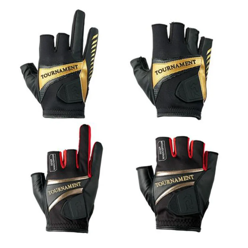 

2017 New Top Quality Anti Slip Fishing Gloves Three Five Cut Finger Leathe Outdoor Sports Slip-resistant Fishing Gloves