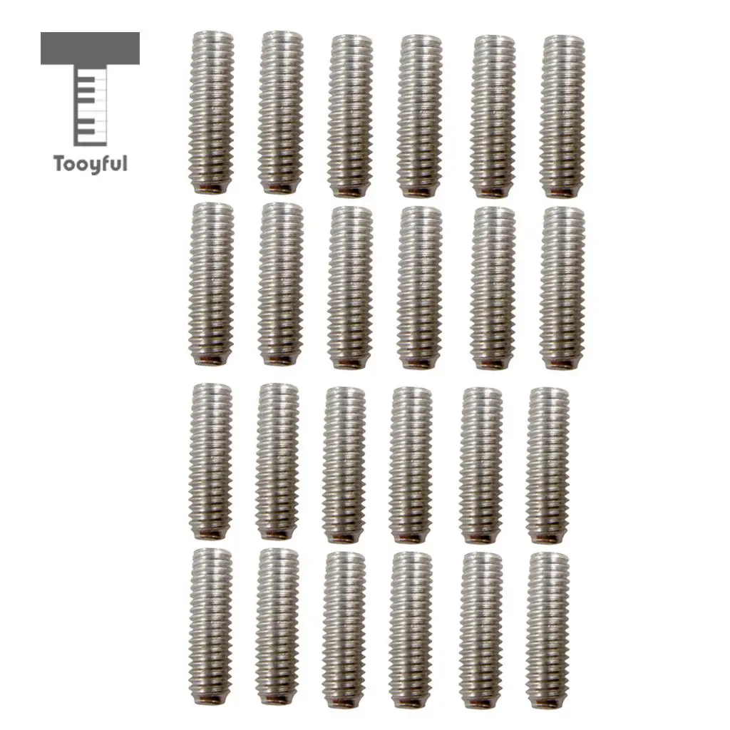 24 Pieces Metal Portable Electric Guitar Hexagon Screws Saddle Bridge for Strat Tele Electric Guitar Tremolo Bridge Parts Silver