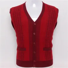 Большой размер коза, кашемир v-образным вырезом вязаный мужской модный контрастный цвет клетчатый толстый кардиган свитер красный 3 цвета S/4XL