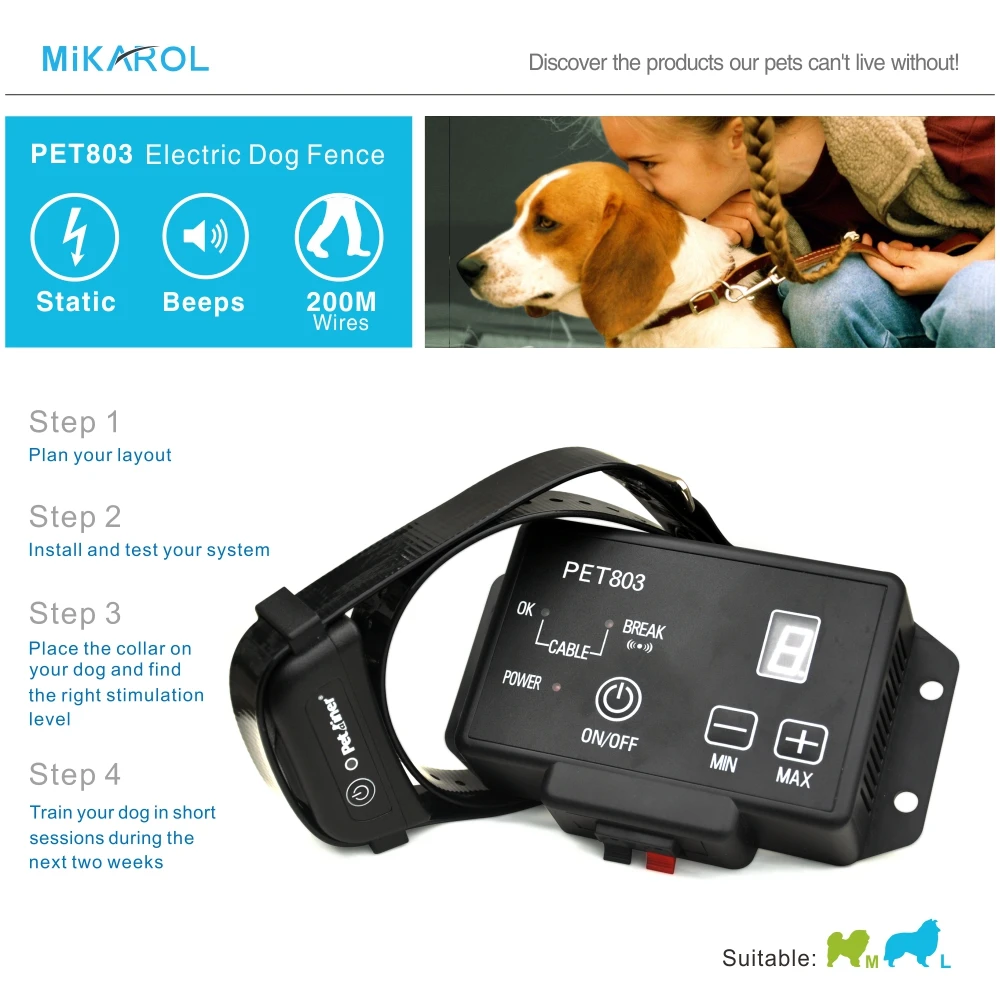 PET803 dog shock collar waterproof electronic pet fence ...