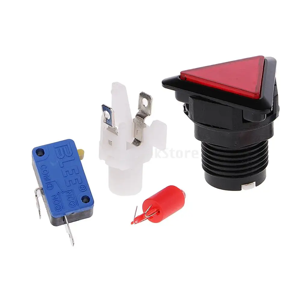 Triangle Arcade Game Machine Push Button with 12V led lamp illuminated 3.9x3.9cm