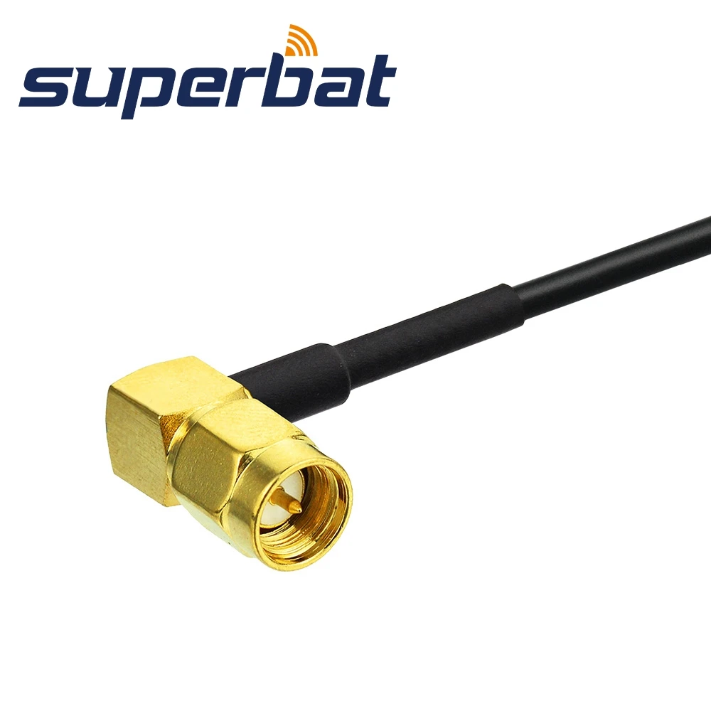 Superbat SMA BulkHead Female to SMA Right Angle Male Pigtail Cable RG174 5cm Antenna Feeder Cable Assembly for Electronics